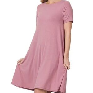 Zenana Premium Coral Short Sleeve midi dress